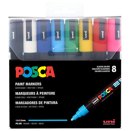Uni POSCA Markers 8 Set All White