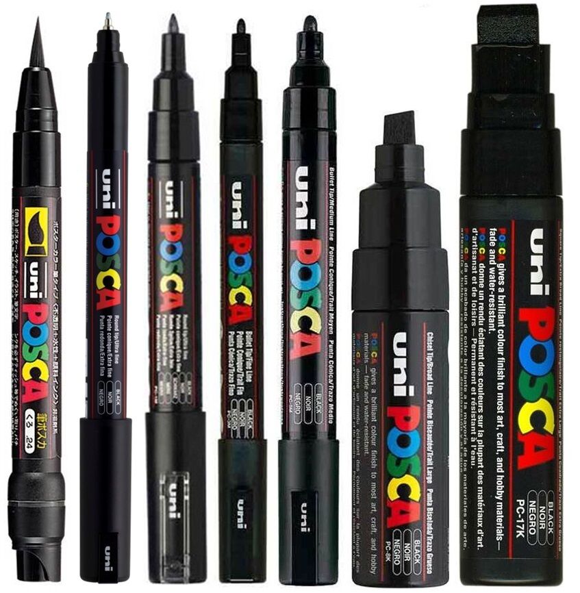 POSCA Acrylic Paint Marker Sets, 8-Marker All Black Set :: Art Stop