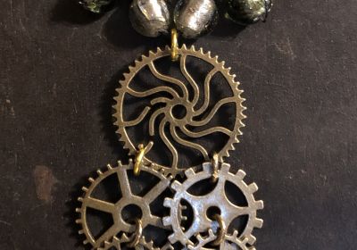 Steampunk Necklace with Glass Beads
