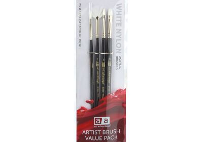 Art Advantage white nylon value brush set acrylic set of 4