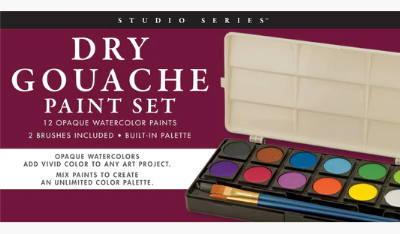 Studio Series Dry Gouache Paint Set (12 Opaque Watercolor Paints)