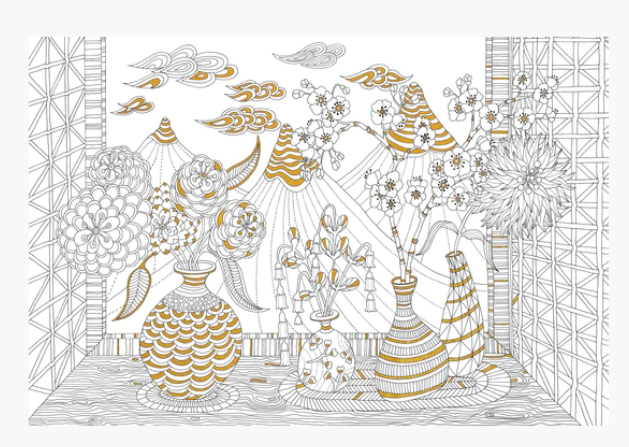 Gold Foil Coloring Poster_Cherry_Blossoms_1.PNG