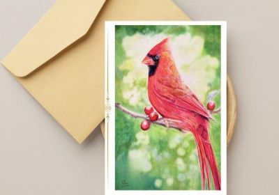 Cardinal Grace-Greeting card Yui Kinney Art