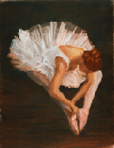 Ballerina in Repose Print 4 x 6 in cream ceramic frame