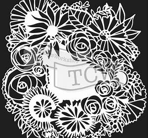 TCW Mini Floral Statement 6 x 6 Stencil