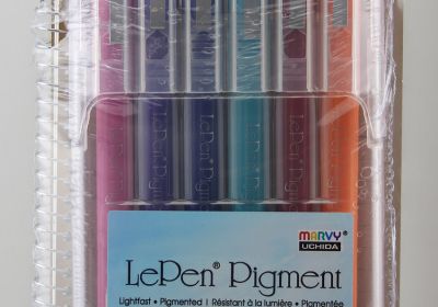 Marvy Uchida LePen Pigment .3mm Fine Marker 6 Set Jewel Tones + Bonus Maruman Notebook