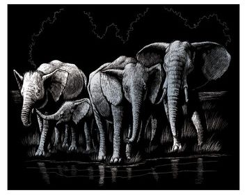Silver Engraving Elephant Herd