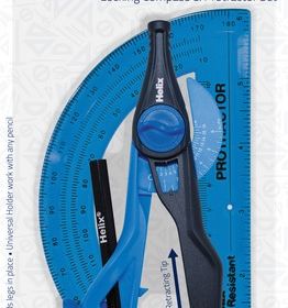 Helix Locking Compass & Protractor Set-Red