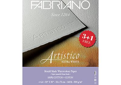 Fabriano Artistico 3 + 1 Watercolor Paper  22 x 30 CP 140 lbs