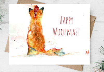 Happy Woofmas Greeting card Yui Kinney Art