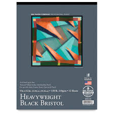 HeavyWeight Black Bristol Pad 9'' x 12''