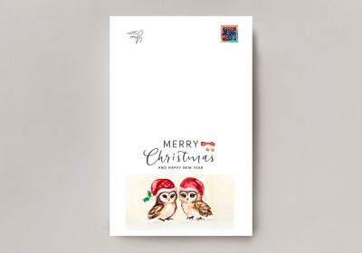 Yui Kinney Art-Merry Christmas Owls Greeting Card