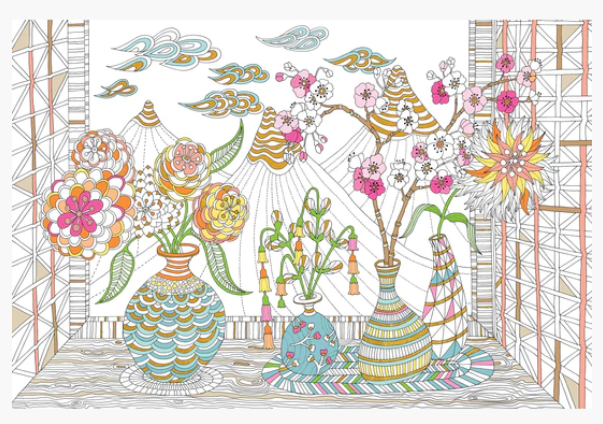 Gold Foil Coloring Poster_Cherry_Blossoms_2.PNG