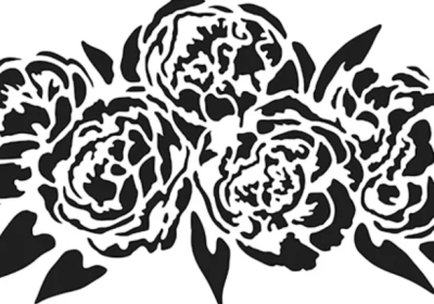 FolkArt DIY Rustic Sign Stencil Peony Spray 16.5 x 6