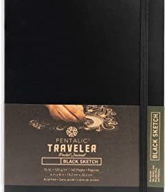 Pentalic 8 x 6 Black Paper Pocket Journal