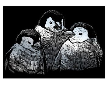 R&L engraving art small Penguin Chicks