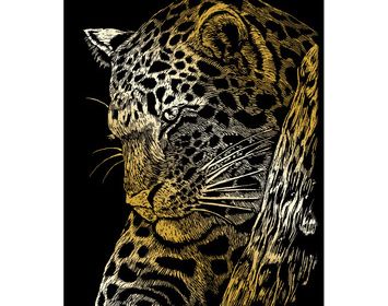 R&L engraving art small gold Leopard in Tree
