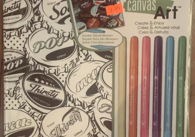 R&L canvas art Bottlecaps w/markers