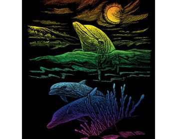 R&L Engraving Art Rainbow Dolphins