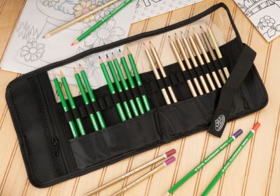 Royal & Langnickel Fluorescent & Metallic Pencil Roll-Up Travel Set 25 PC